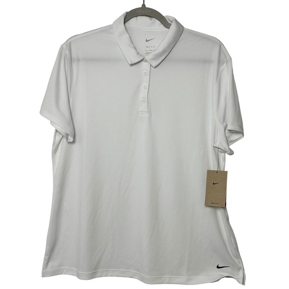 Nike Tops - Nike Dri-FIT Women's Golf Polo Shirt XL White Short Sleeve Shirt NWT Performance